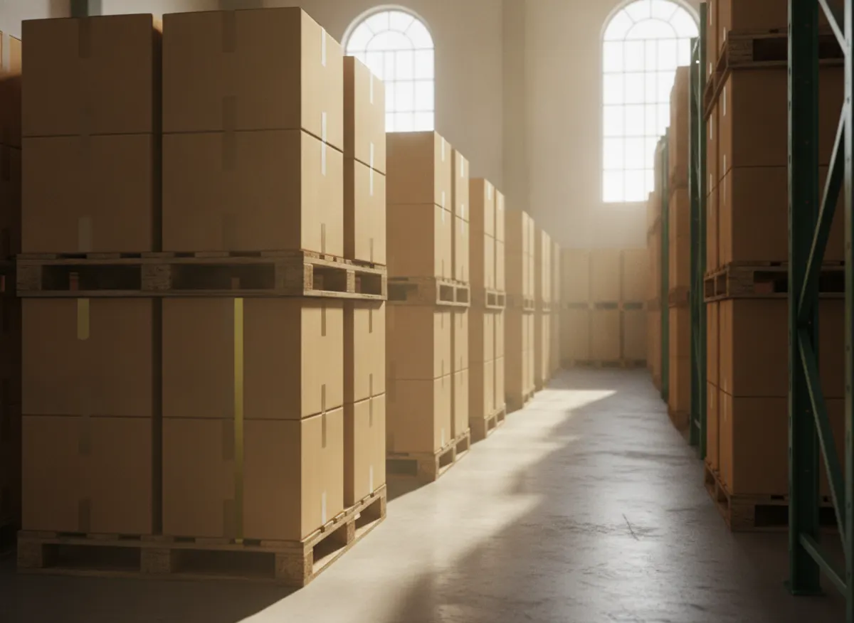 Boxes in a tidy warehouse